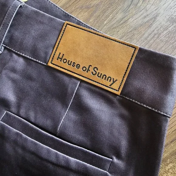 House of Sunny Total Tribal High Waist Light Flare Stretch Pant US 4 Chocolate - Picture 13 of 14